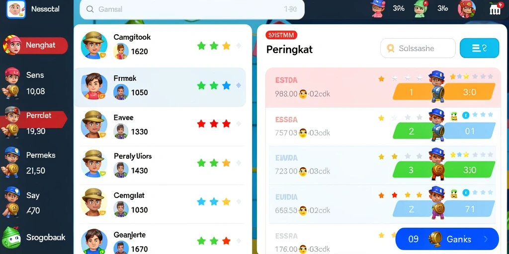 Tampilan peta level yang penuh warna dan menarik.